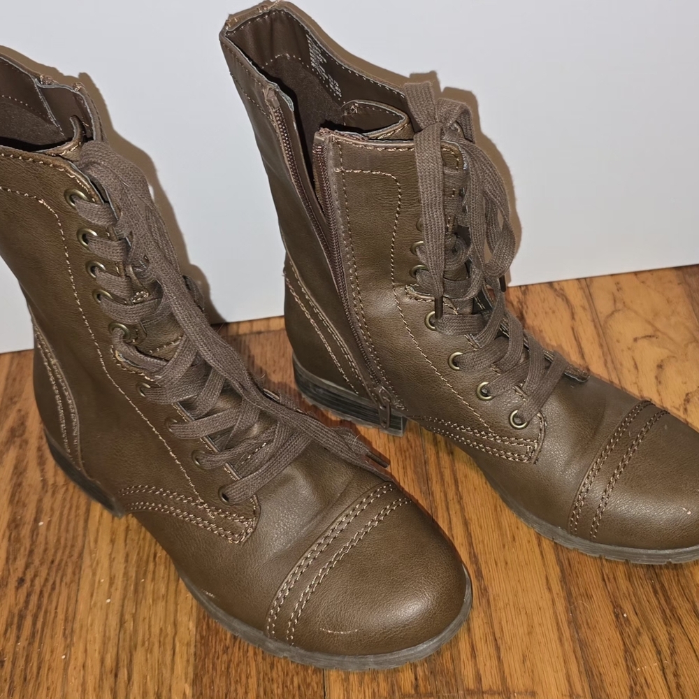 Time and Tru Dark Brown Combat Boots